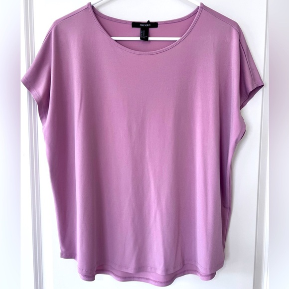 Forever 21 Purple Pink Cap Sleeve Boxy Tee - Picture 1 of 5